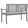 2-seater garden bench in gray eucalyptus wood and 120 cm cushion by vidaXL, garden benches - Ref: Foro24-3061027, Price: 183,...