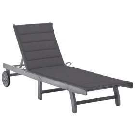 Garden lounger with solid gray acacia wood cushion by vidaXL, Loungers - Ref: Foro24-3061359, Price: 197,46 €, Discount: %