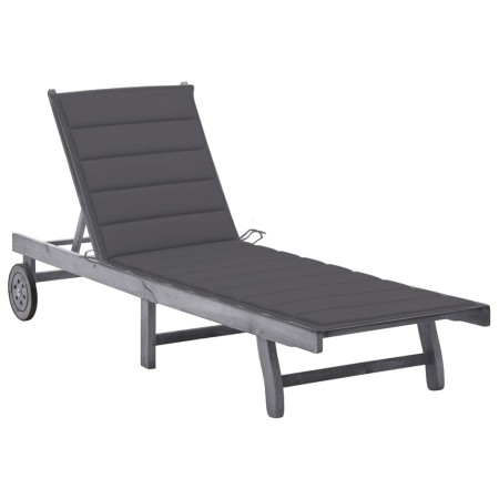 Garden lounger with solid gray acacia wood cushion by vidaXL, Loungers - Ref: Foro24-3061359, Price: 201,16 €, Discount: %