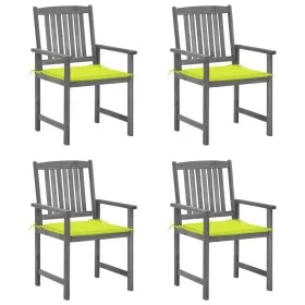 Garden chairs with cushions 4 pcs solid gray acacia wood by vidaXL, Garden chairs - Ref: Foro24-3061244, Price: 270,48 €, Dis...