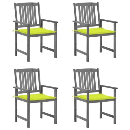Garden chairs with cushions 4 pcs solid gray acacia wood by vidaXL, Garden chairs - Ref: Foro24-3061244, Price: 271,61 €, Dis...