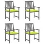 Garden chairs with cushions 4 pcs solid gray acacia wood by vidaXL, Garden chairs - Ref: Foro24-3061244, Price: 270,44 €, Dis...