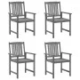 Garden chairs with cushions 4 pcs solid gray acacia wood by vidaXL, Garden chairs - Ref: Foro24-3061244, Price: 270,44 €, Dis...