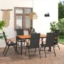 Juego de comedor para jardín 7 piezas negro y marrón de vidaXL, Conjuntos de jardín - Ref: Foro24-3060079, Precio: 602,10 €, ...