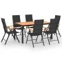 Juego de comedor para jardín 7 piezas negro y marrón de vidaXL, Conjuntos de jardín - Ref: Foro24-3060079, Precio: 602,10 €, ...