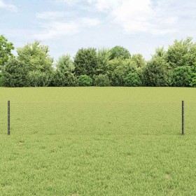Reja con postes Gris 0.4 x 100 m Acero