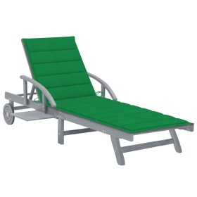Garden lounger with solid acacia wood cushion by vidaXL, Loungers - Ref: Foro24-3061334, Price: 203,09 €, Discount: %