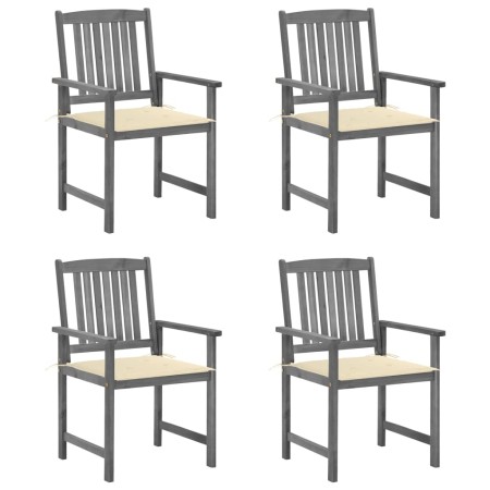 Gartenstühle mit Kissen, 4 Stück, massives graues Akazienholz von vidaXL, Gartenstühle - Ref: Foro24-3061226, Preis: 282,11 €...