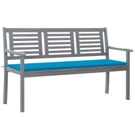 3-seater eucalyptus wood garden bench in gray with cushion, 150 cm by vidaXL, garden benches - Ref: Foro24-3061054, Price: 21...