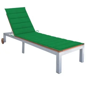 Sun lounger with solid acacia wood and galvanized steel cushion by vidaXL, Loungers - Ref: Foro24-3061547, Price: 264,46 €, D...