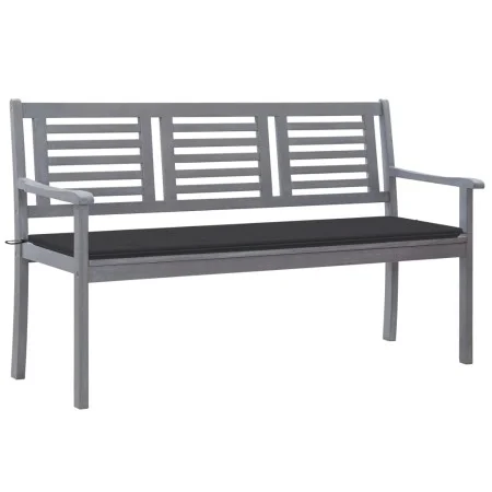3-seater garden bench in gray eucalyptus wood and 150 cm cushion by vidaXL, garden benches - Ref: Foro24-3061050, Price: 225,...