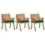 Sillas de comedor jardín con cojines 3 uds madera maciza acacia de vidaXL, Sillas de jardín - Ref: Foro24-3060841, Precio: 24...