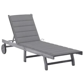 Garden lounger with solid gray acacia wood cushion by vidaXL, Loungers - Ref: Foro24-3061360, Price: 193,90 €, Discount: %