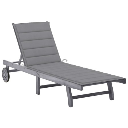 Garden lounger with solid gray acacia wood cushion by vidaXL, Loungers - Ref: Foro24-3061360, Price: 200,70 €, Discount: %