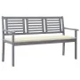 3-seater garden bench in gray eucalyptus wood and 150 cm cushion by vidaXL, garden benches - Ref: Foro24-3061052, Price: 215,...