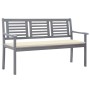 3-Sitzer-Gartenbank aus grauem Eukalyptusholz und 150 cm Kissen von vidaXL, Gartenbänke - Ref: Foro24-3061052, Preis: 219,95 ...