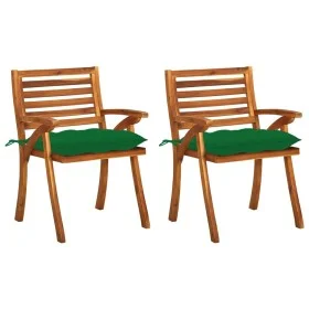 Garden dining chairs with cushions 2 pcs solid acacia wood by vidaXL, Garden chairs - Ref: Foro24-3060840, Price: 202,59 €, D...