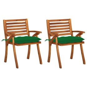 Sillas de comedor jardín con cojines 2 uds madera maciza acacia de vidaXL, Sillas de jardín - Ref: Foro24-3060840, Precio: 25...