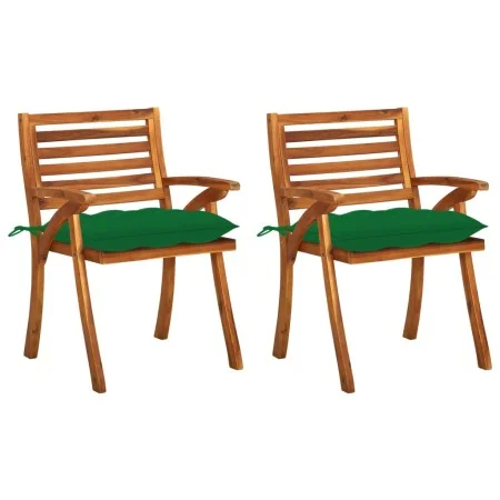 Sillas de comedor jardín con cojines 2 uds madera maciza acacia de vidaXL, Sillas de jardín - Ref: Foro24-3060840, Precio: 20...