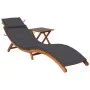 Tumbona de jardín con mesa y cojín madera maciza de acacia de vidaXL, Tumbonas - Ref: Foro24-3061587, Precio: 208,52 €, Descu...