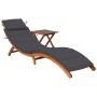 Tumbona de jardín con mesa y cojín madera maciza de acacia de vidaXL, Tumbonas - Ref: Foro24-3061587, Precio: 199,29 €, Descu...