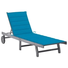 Garden lounger with solid gray acacia wood cushion by vidaXL, Loungers - Ref: Foro24-3061363, Price: 198,54 €, Discount: %