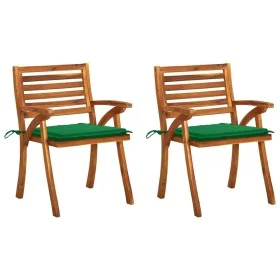 Sillas de comedor jardín con cojines 2 uds madera maciza acacia de vidaXL, Sillas de jardín - Ref: Foro24-3060795, Precio: 19...
