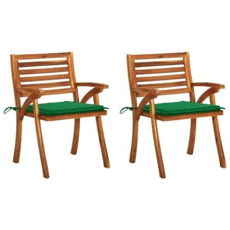 Garden dining chairs with cushions 2 pcs solid acacia wood by vidaXL, Garden chairs - Ref: Foro24-3060795, Price: 208,97 €, D...