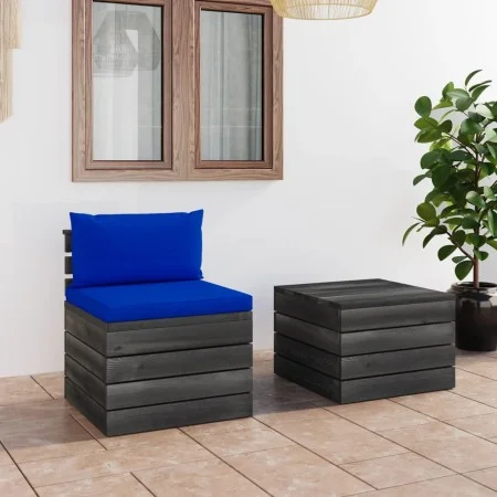 Garden furniture made of 2-piece pallets with pine wood cushions by vidaXL, Garden sets - Ref: Foro24-3061669, Price: 128,10 ...