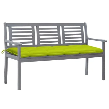 Banco de jardín 3 plazas madera eucalipto gris y cojín 150 cm de vidaXL, Bancos de jardín - Ref: Foro24-3061076, Precio: 222,...