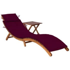 Garden lounger with table and cushion in solid acacia wood by vidaXL, Loungers - Ref: Foro24-3061596, Price: 183,79 €, Discou...