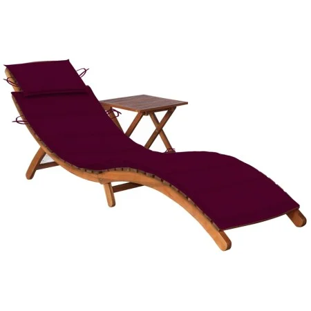Garden lounger with table and cushion in solid acacia wood by vidaXL, Loungers - Ref: Foro24-3061596, Price: 183,79 €, Discou...