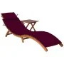 Tumbona de jardín con mesa y cojín madera maciza de acacia de vidaXL, Tumbonas - Ref: Foro24-3061596, Precio: 196,12 €, Descu...
