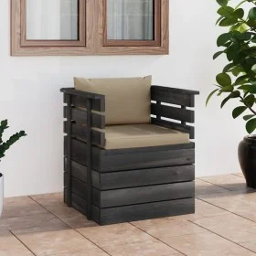 Garden armchair with pine wood cushions by vidaXL, Modular outdoor sofas - Ref: Foro24-3061722, Price: 95,03 €, Discount: %