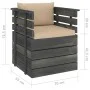 Gartensessel mit Kissen aus Kiefernholz von vidaXL, Modulare Sofas für den Außenbereich - Ref: Foro24-3061722, Preis: 94,95 €...