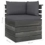 Ecksofa aus Gartenpaletten mit Kissen aus Kiefernholz von vidaXL, Modulare Sofas für den Außenbereich - Ref: Foro24-3061647, ...