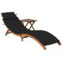 Tumbona de jardín con mesa y cojín madera maciza de acacia von vidaXL, Liegen - Ref: Foro24-3061594, Preis: 200,50 €, Rabatt: %