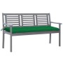 3-Sitzer-Gartenbank aus grauem Eukalyptusholz und 150 cm Kissen von vidaXL, Gartenbänke - Ref: Foro24-3061070, Preis: 227,07 ...