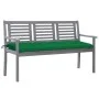 3-Sitzer-Gartenbank aus grauem Eukalyptusholz und 150 cm Kissen von vidaXL, Gartenbänke - Ref: Foro24-3061070, Preis: 222,30 ...