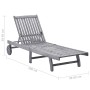 Tumbona de jardín con cojín madera maciza de acacia gris de vidaXL, Tumbonas - Ref: Foro24-3061366, Precio: 196,90 €