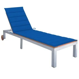 Lounger with cushion solid acacia wood and galvanized steel by vidaXL, Loungers - Ref: Foro24-3061552, Price: 270,42 €, Disco...