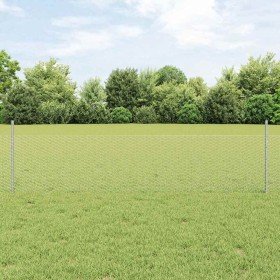 Reja con postes Plateado 0.5 x 25 m Acero