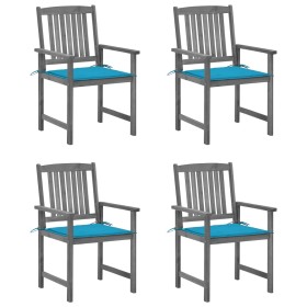 Garden chairs with cushions 4 pcs solid gray acacia wood by vidaXL, Garden chairs - Ref: Foro24-3061230, Price: 267,43 €, Dis...