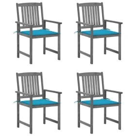 Gartenstühle mit Kissen, 4 Stück, massives graues Akazienholz von vidaXL, Gartenstühle - Ref: Foro24-3061230, Preis: 264,84 €...