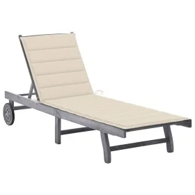 Garden lounger with solid gray acacia wood cushion by vidaXL, Loungers - Ref: Foro24-3061361, Price: 197,30 €, Discount: %