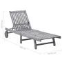 Garden lounger with solid gray acacia wood cushion by vidaXL, Loungers - Ref: Foro24-3061361, Price: 197,30 €, Discount: %