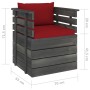 Sillón de jardín con cojines madera de pino de vidaXL, Sofás modulares de exterior - Ref: Foro24-3061728, Precio: 106,90 €, D...