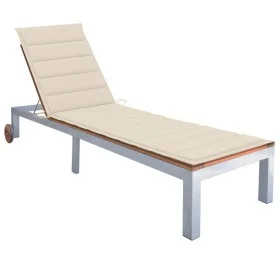 Lounger with cushion solid acacia wood and galvanized steel by vidaXL, Loungers - Ref: Foro24-3061544, Price: 264,46 €, Disco...