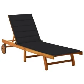 Garden lounger with solid acacia wood cushion by vidaXL, Loungers - Ref: Foro24-3061351, Price: 208,56 €, Discount: %