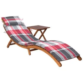 Garden lounger with table and cushion in solid acacia wood by vidaXL, Loungers - Ref: Foro24-3061600, Price: 189,03 €, Discou...